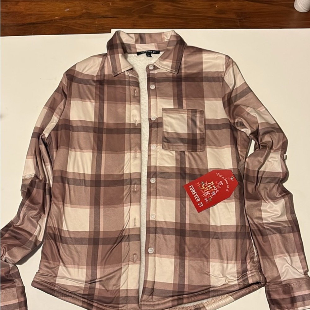Forever 21 Women's Brown Plaid Utility Jacket